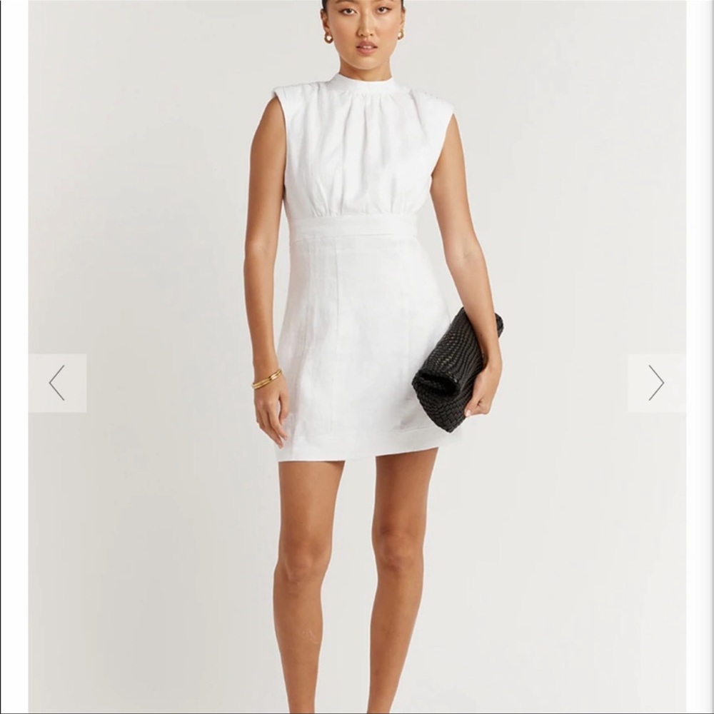 Dissh ROGAN WHITE LINEN MINI DRESS